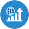 Economy growing by a billion dollars icon
